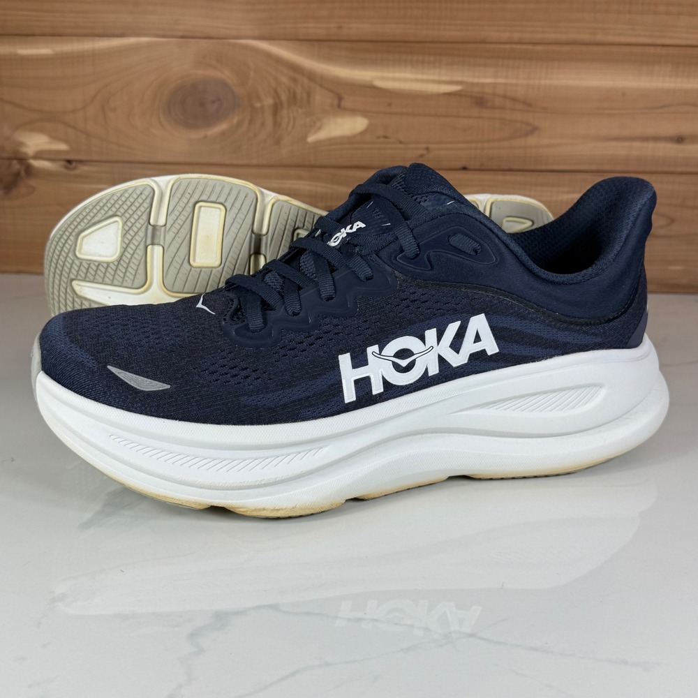 Hoka One One Bondi 9 Running Shoes Varsity Navy White 1162011 VYN Mens Size 11 D